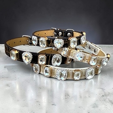 Croc Embossed Crystal Jewel Dog Collar